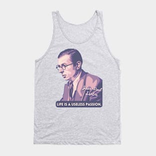 Jean-Paul Sartre Portrait and Quote Tank Top